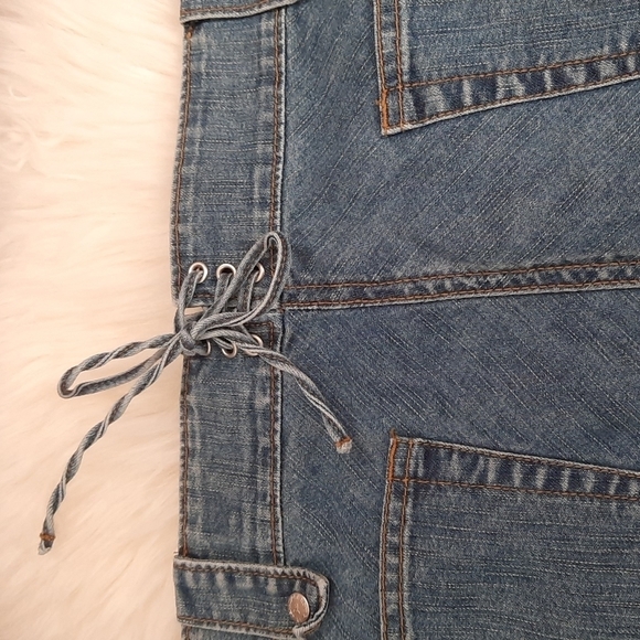 Vintage JLo Corset back Midi Length Cargo pocket Jean Skirt - Picture 4 of 6